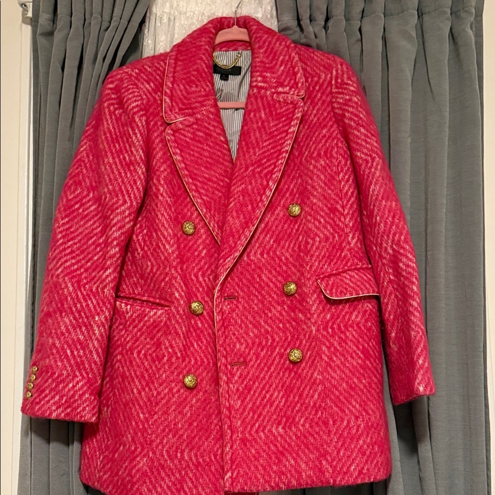 J. Crew Vibrant Pink Double-Breasted Coat